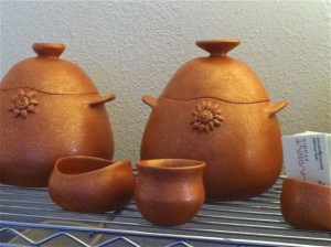 Row of Micaceous Pots